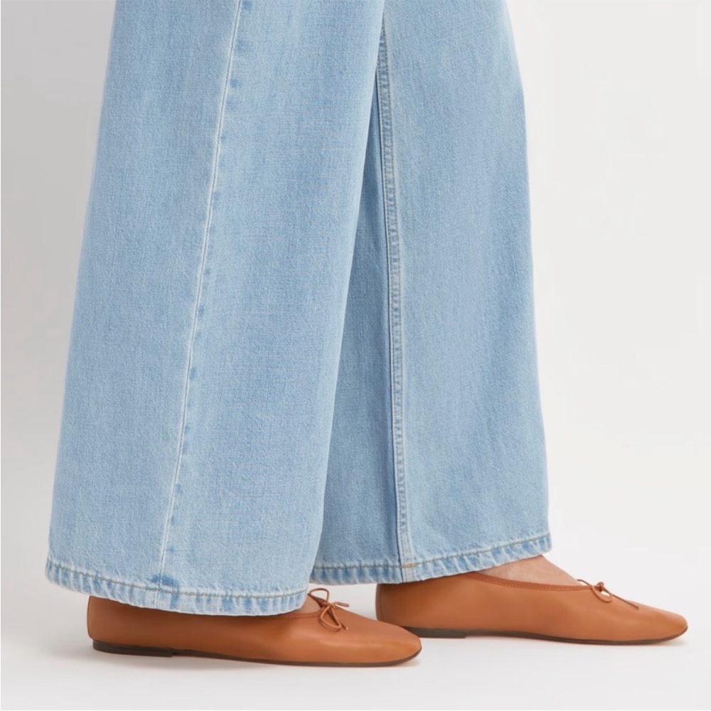 EXC LN EVERLANE The Day Ballet Flat Cognac Brown Toasted Almond 8.5 Square Toe - Picture 4 of 11